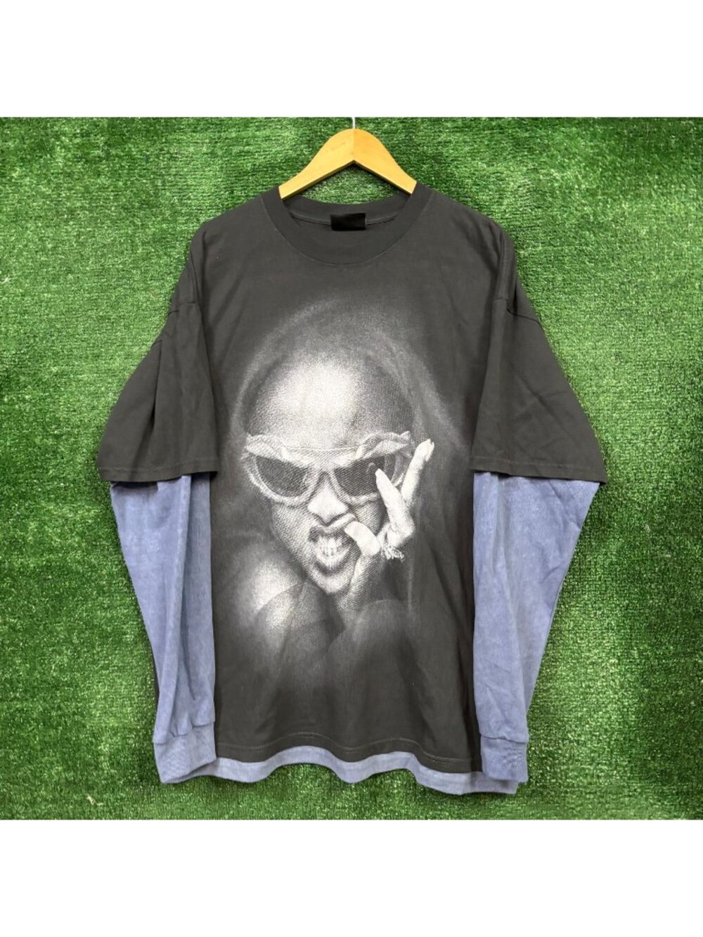 Rihanna Layered LS Shirt Size Large